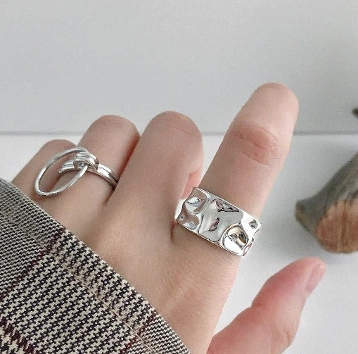 Chunky Silver Multi Layer Rings For Woman Christmas Gift Dainty Thumb  Adjustable | eBay